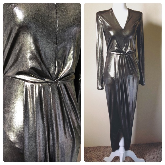Express metallic ruched maxi party dress - Picture 3 of 3